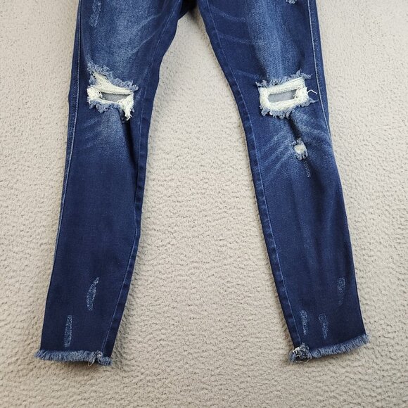 KanCan Jeans Womens 27 Blue Ankle Skinny Ripped Hem Stretch Button Fly Denim - Picture 9 of 14